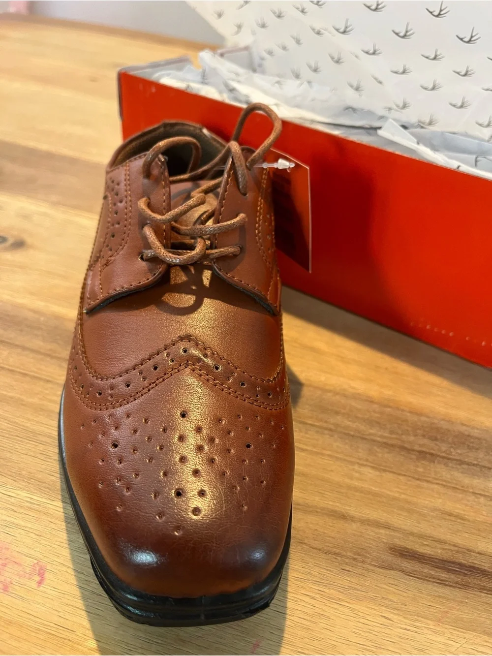 Deer Stags Boys Brown Wingtip Dress Shoes